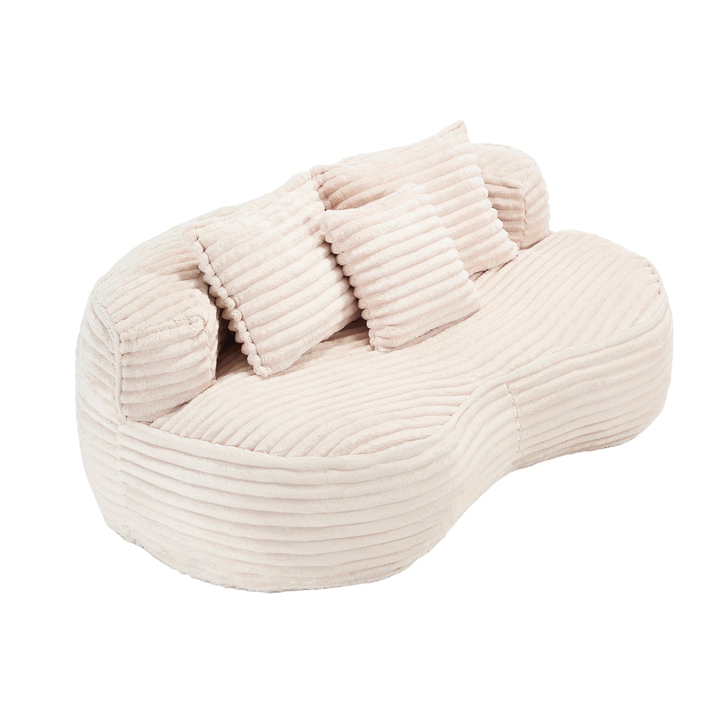 Bean Bag Sofa Lazy Sofa Comfort Lounger High Back Chair for Adults and Kids, Indoor & Outdoor, Beige Corduroy