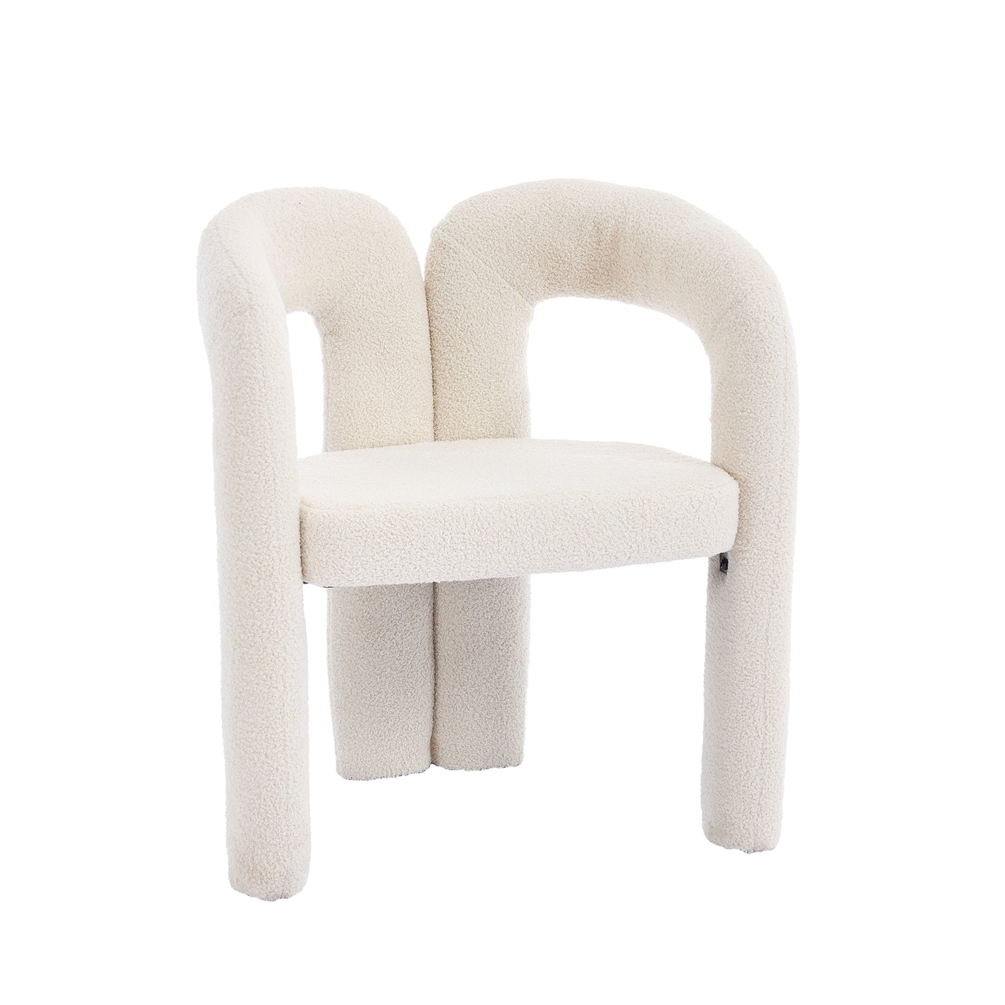 COOLMORE Contemporary Designed Velvet Fabric Upholstered Accent/Dining Chair Beige Teddy Armchair Set of 2