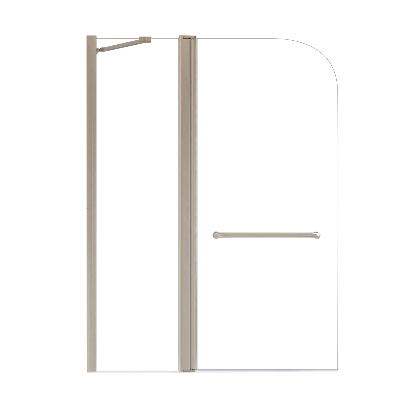 Aluminium Alloy Brushed Nickel Shower Doors for Bathtub with Tempered Glass, 43 in. W x 58 in. H