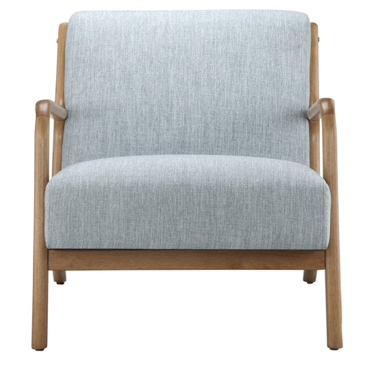 Lounge Chair Mid-Century Style Soft Upholstery Elm Wood Light Blue