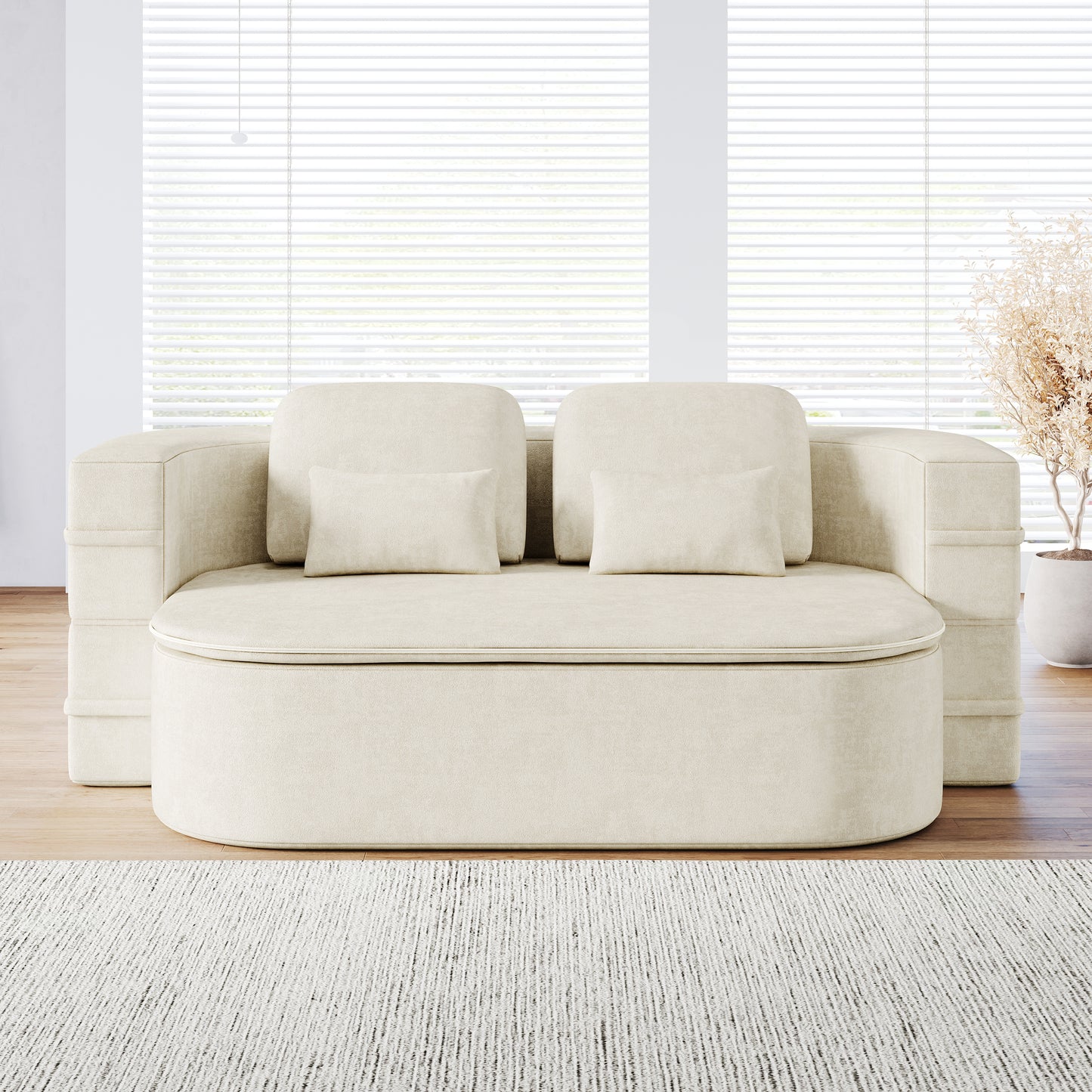 75''2-in-1 Foldable Sofa,Convertible Sleeper Foam Sofa Bed with Multi Functional Blanket, Chenille Floor folding sofa bed, Floor Sofa Lounge Sofa for Living Room Bedroom Lounge Studio