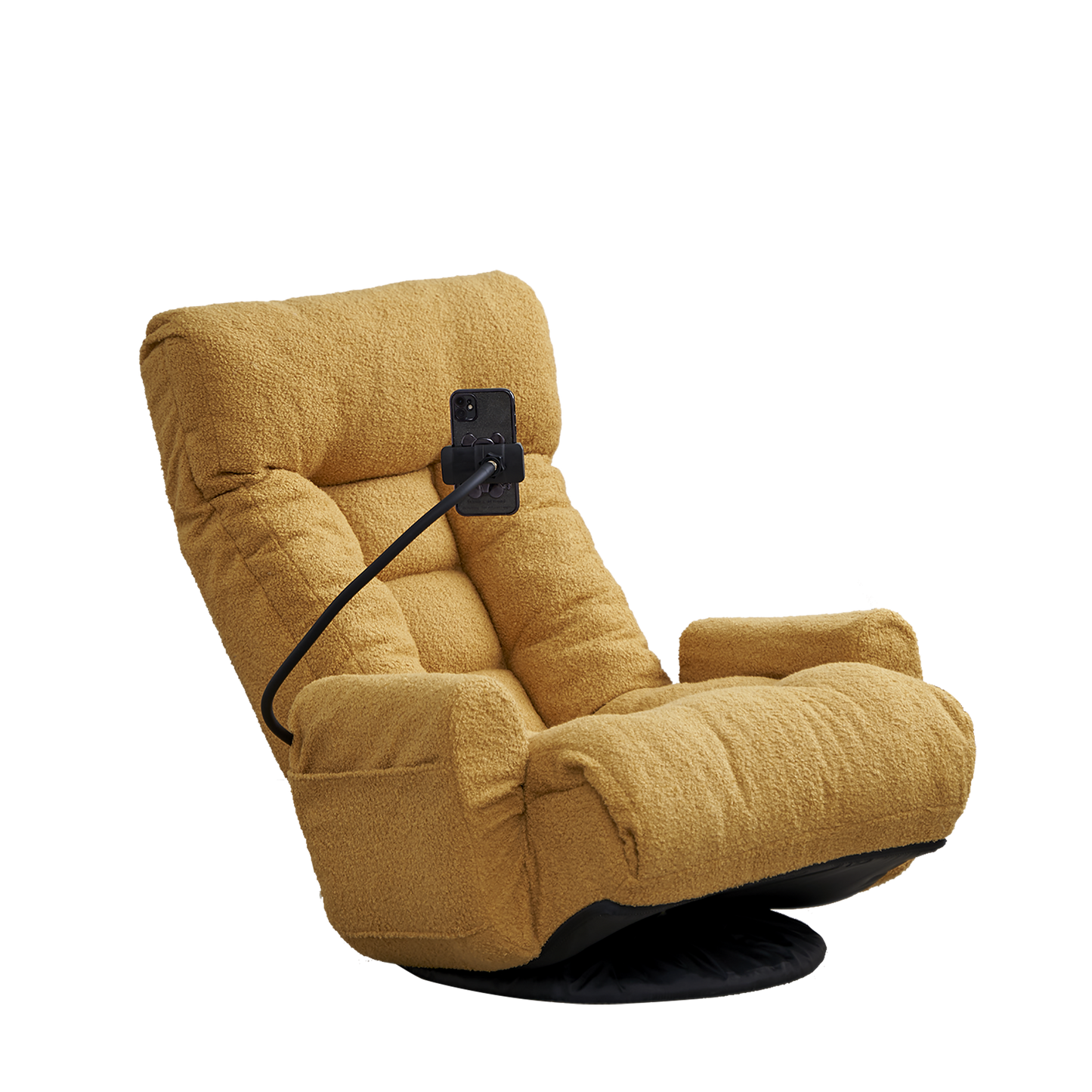 Adjustable Yellow Swivel Lounge Chair with 360-Degree Rotating Seat and Headrest Support, Leisure Chair Deck Chair - Game Chair for Living Room