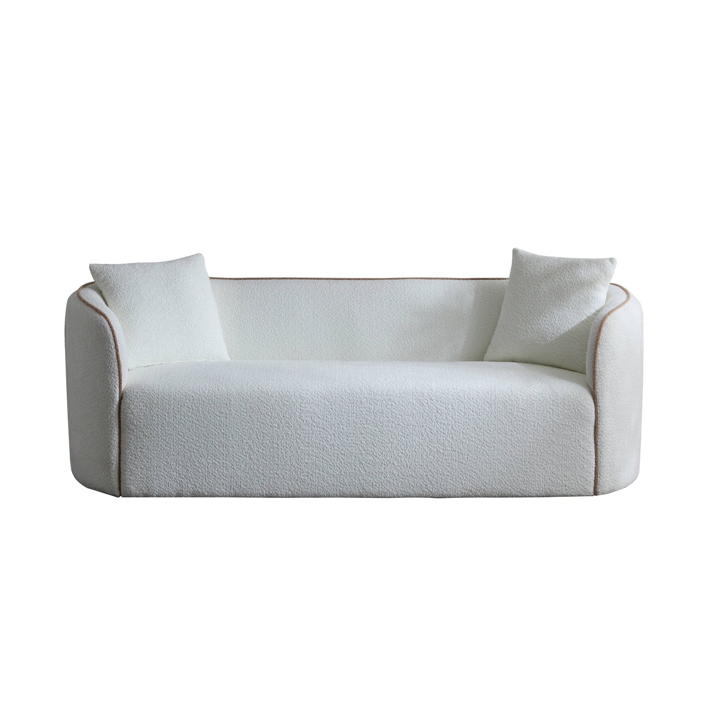 Coral 82' Curved Sofa 3-Seater for Living Rooms and Bedrooms, White Fabric