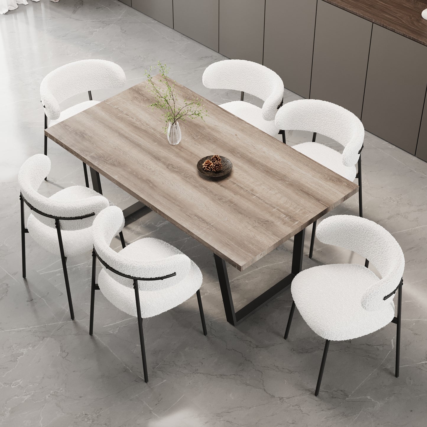 62.9-inch rectangular MDF dining table and chair 4-piece set, stylish dining table, kitchen dining table, sturdy and durable, easy to assemble, suitable for dining with 4-6 people