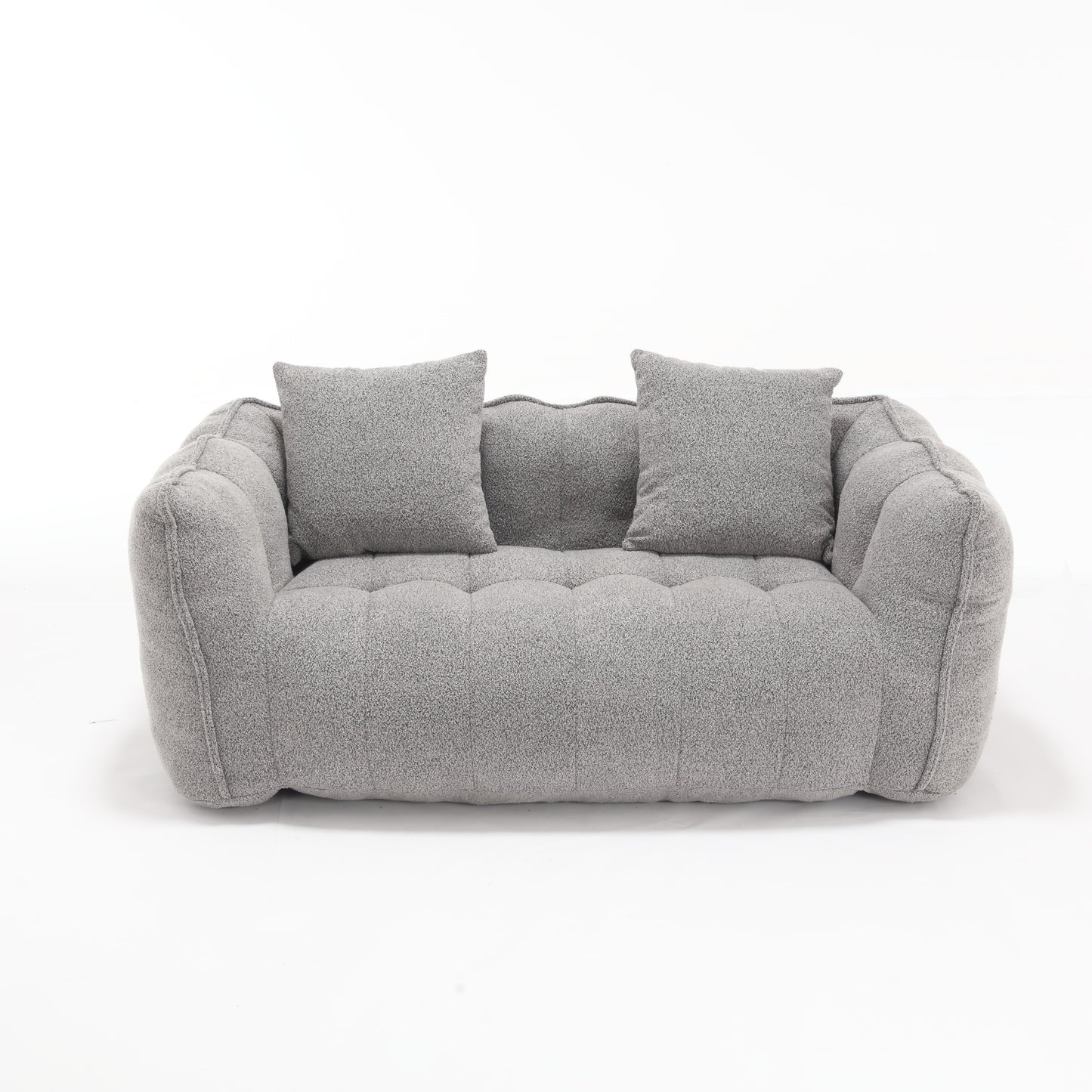 Cozy Beanbag Chair with High Resilience Foam Core for Two - Grey Chenille, 66x35x25 inches