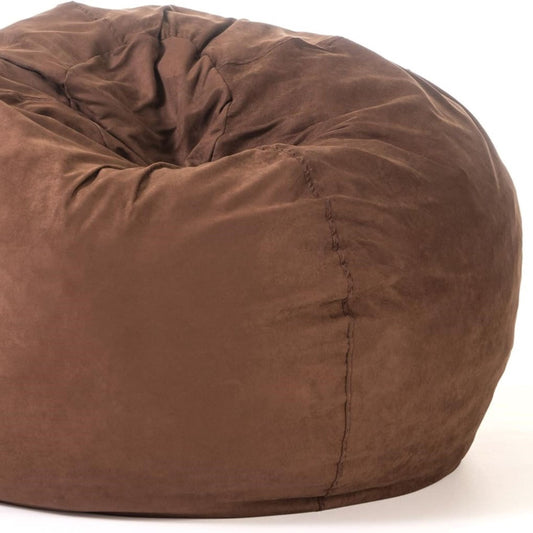 Comfortable High-Density Shredded Foam Bean Bag Chair with Removable Microsuede Cover, French Roast, 5-Foot
