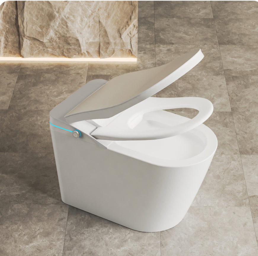 Smart Toilet with Built-in Heated Seat, Tankless Toilet with Auto Flushing, Adjustable Seat Temp, Flush Remote Control LED Digital Display, Elongated