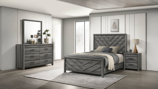 Denver Modern Style 4 Pc Full Bedroom Set Made with Wood in Gray