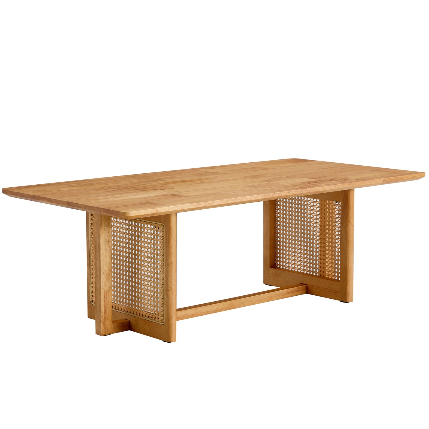 Natural rubber wood and solid wood coffee table  Modern minimalist rattan weaving design, living room balcony, multifunctional small-sized furniture
