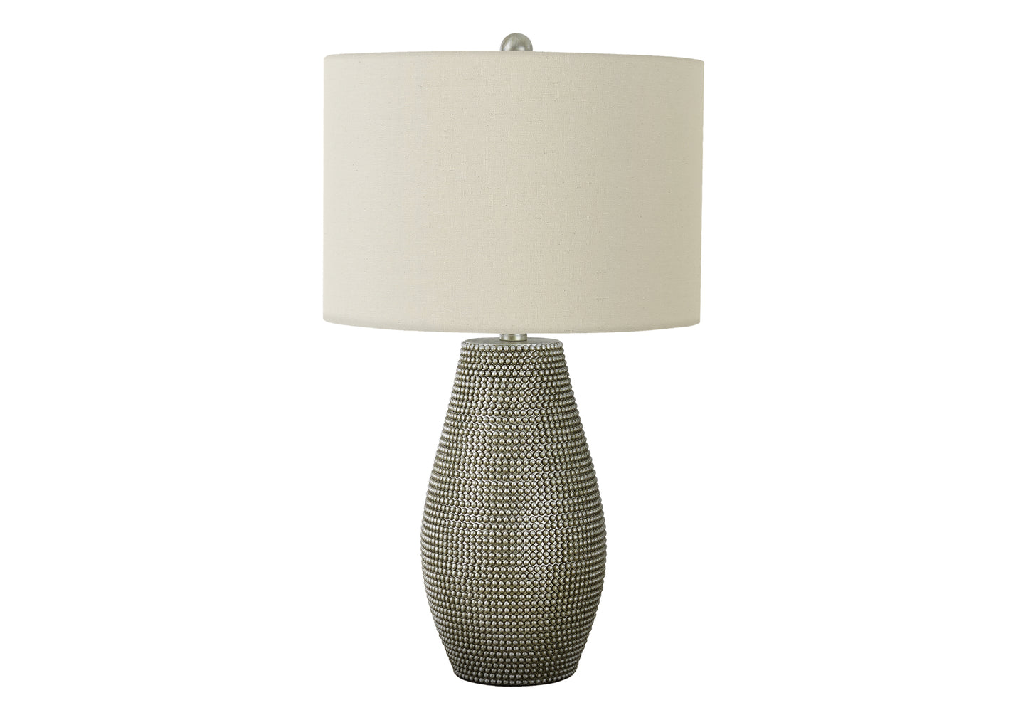 Lighting, 24'h, Table Lamp, Grey Resin, Ivory / Cream Shade, Contemporary