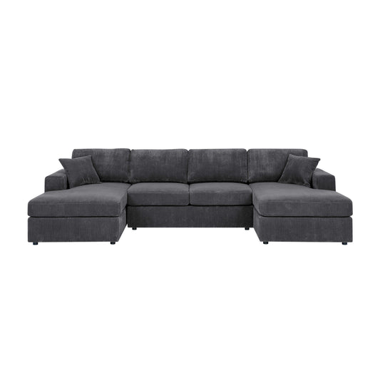 3 - Piece Corduroy Double-Chaise Sectional