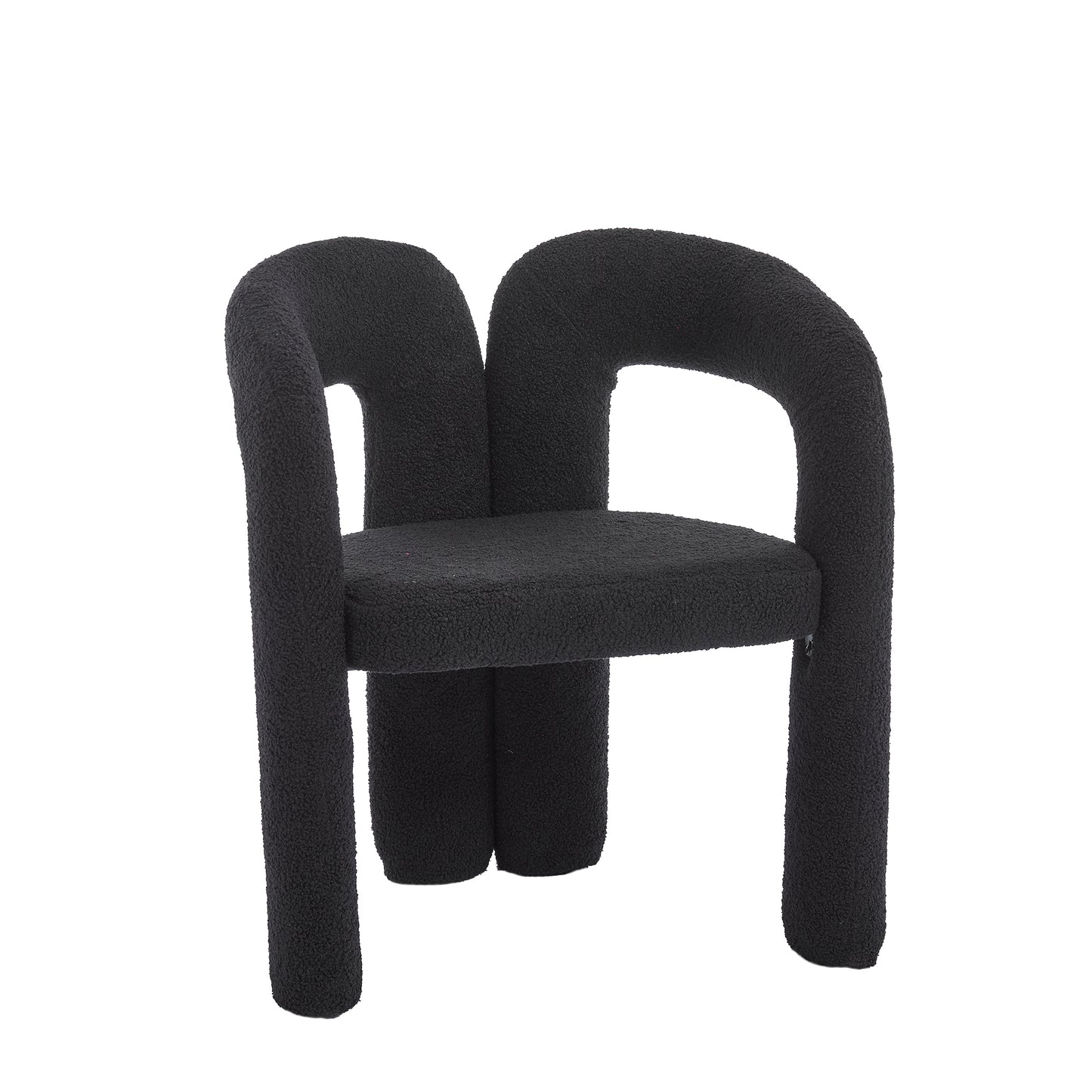COOLMORE Contemporary Designed Teddy Fabric Upholstered Accent/Dining Chair, Black, Soft Velvet, 24'' x 20.5'' x 28''