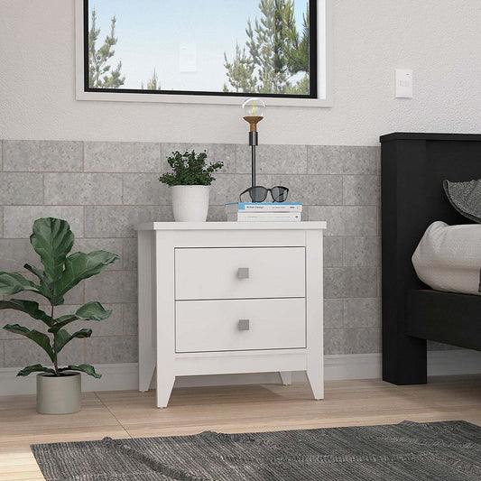 Nightstand 24'H, Two Drawers, Four Legs, Superior Top, White