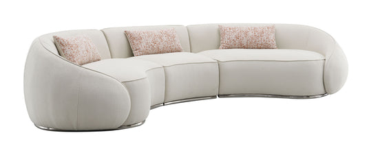 Sahara Beige Boucle Sectional Sofa W/3 Pillows
