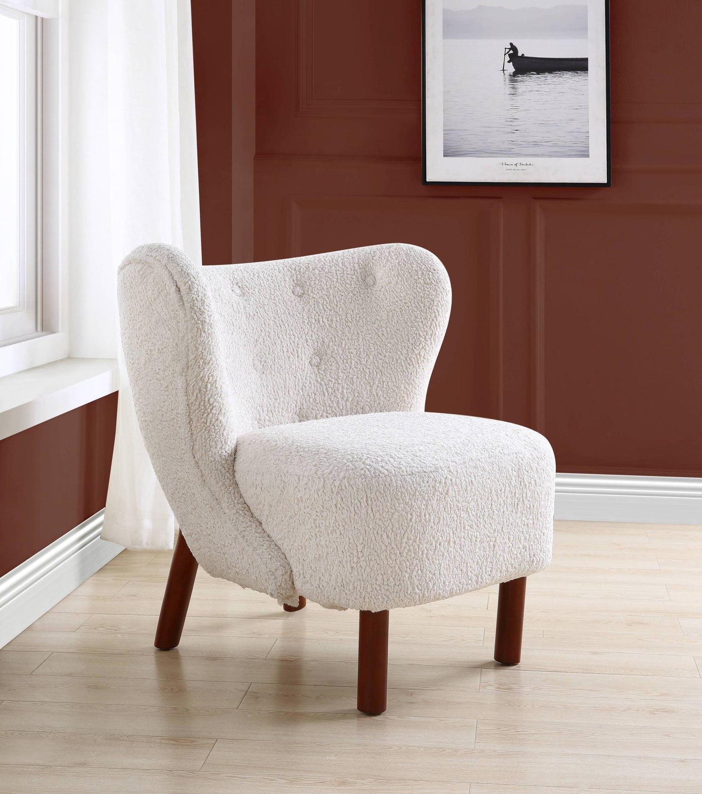Zusud White teddy Sherpa Accent Chair