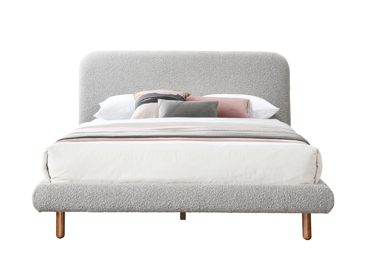 Cleo Gray Boucle Queen Bed