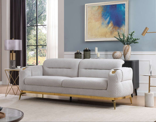 Zoe Modern style Sofa made with wood and Gold accents in Gray  same as B009P303213 (G is CA inventory, B is NJ inventory)