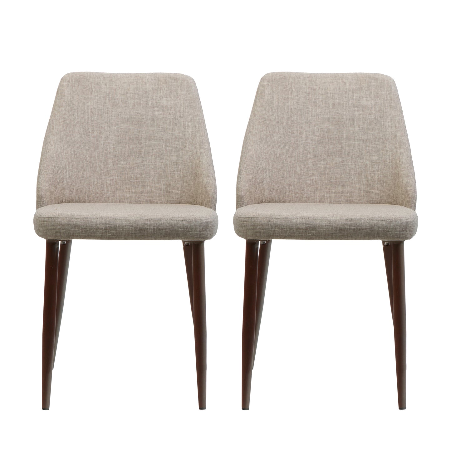 Modern Dining Chair with Wood Finish Iron Legs in Wheat Fabric