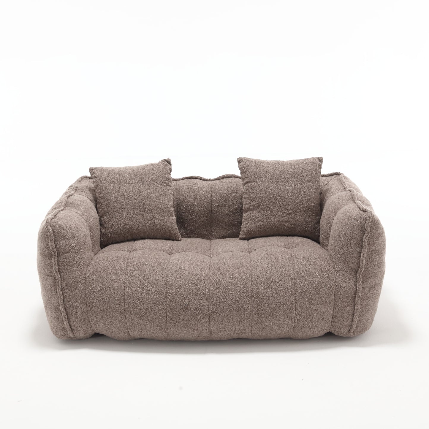 Cozy Beanbag Chair with High Resilience Foam Core for Two -Brown Chenille, 66x35x25 inches