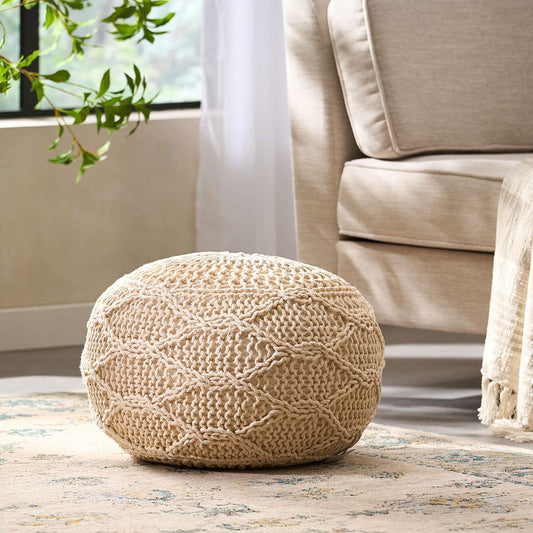 Malibu Knitted Wool 20 x 20 Round Pouf