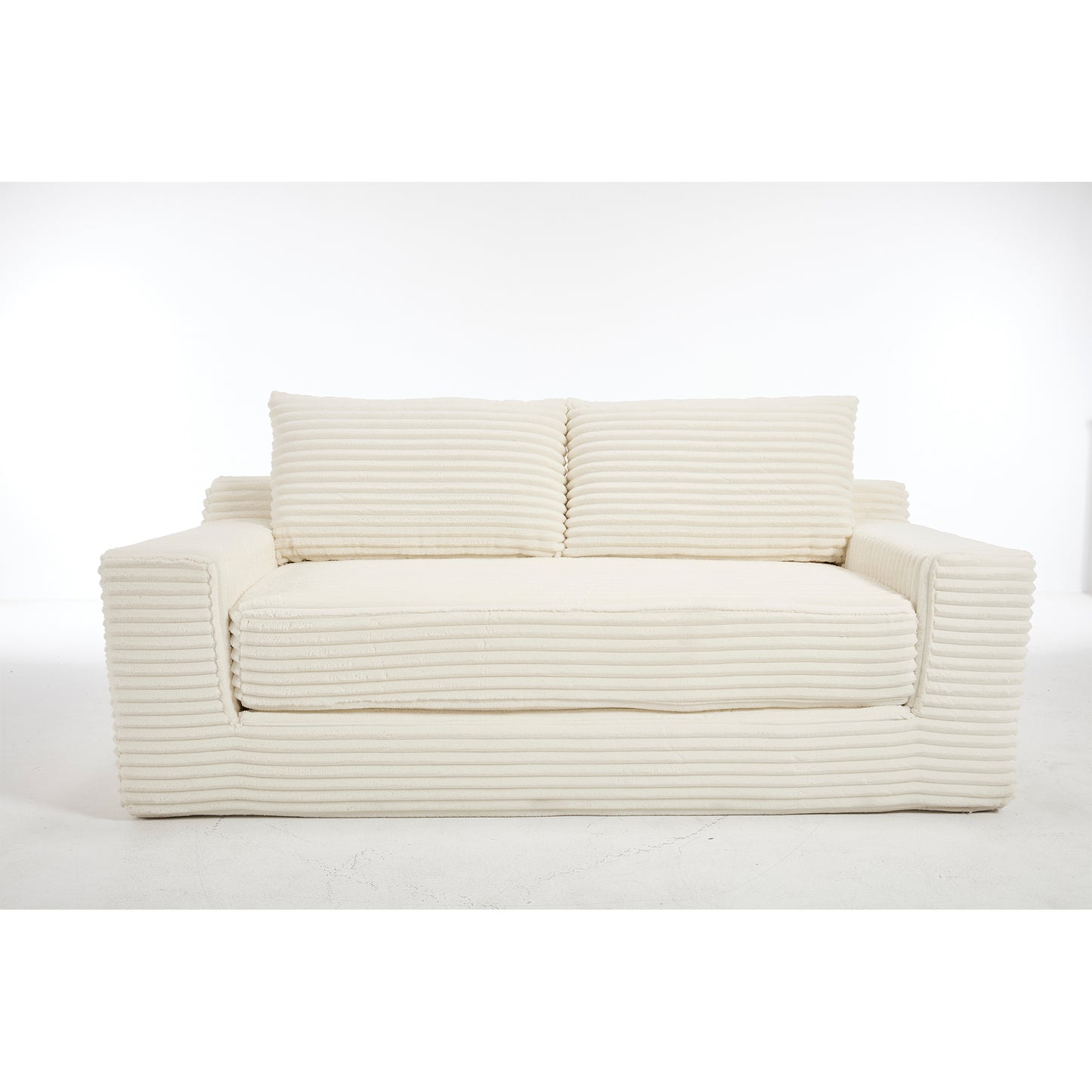 Convertible Loveseat Sofa Bed with Memory Foam & Steel Frame, Beige Corduroy Fabric, No Assembly Required