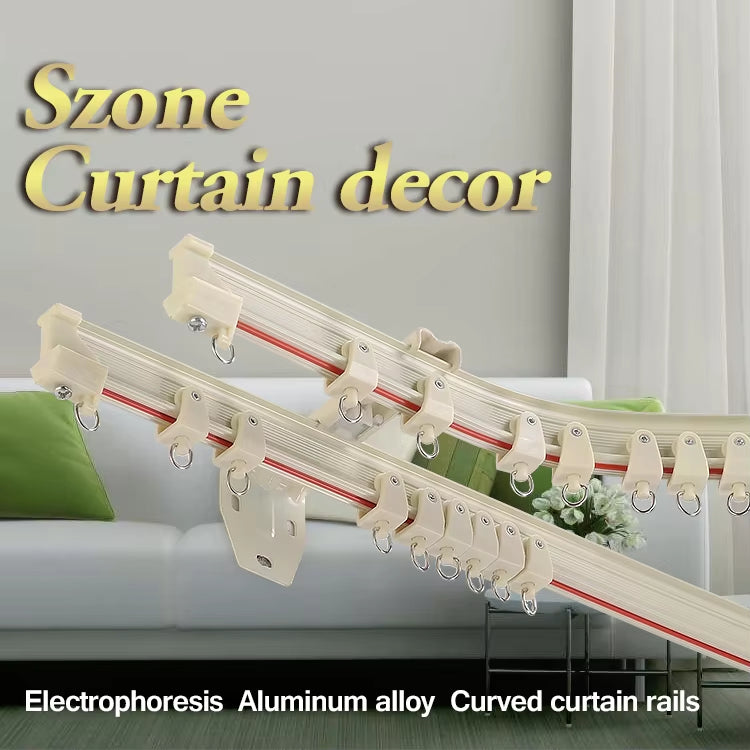 Hand Curve Track Aluminum Heavy Duty Tape Double Track Bay Window Curtain Rail