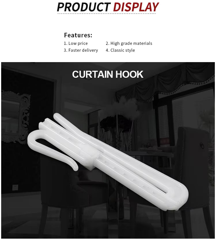Home Decor Accessories 8cm Plastic Ceilling Hooks Eco-friendly PVC Curtain Pin Hook