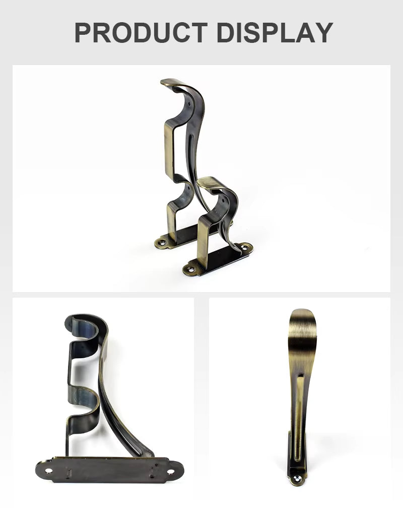 Curtain Accessories Holder Metal Iron Wall Mounted Curtain Rod Stand Brackets Hanger With Screws