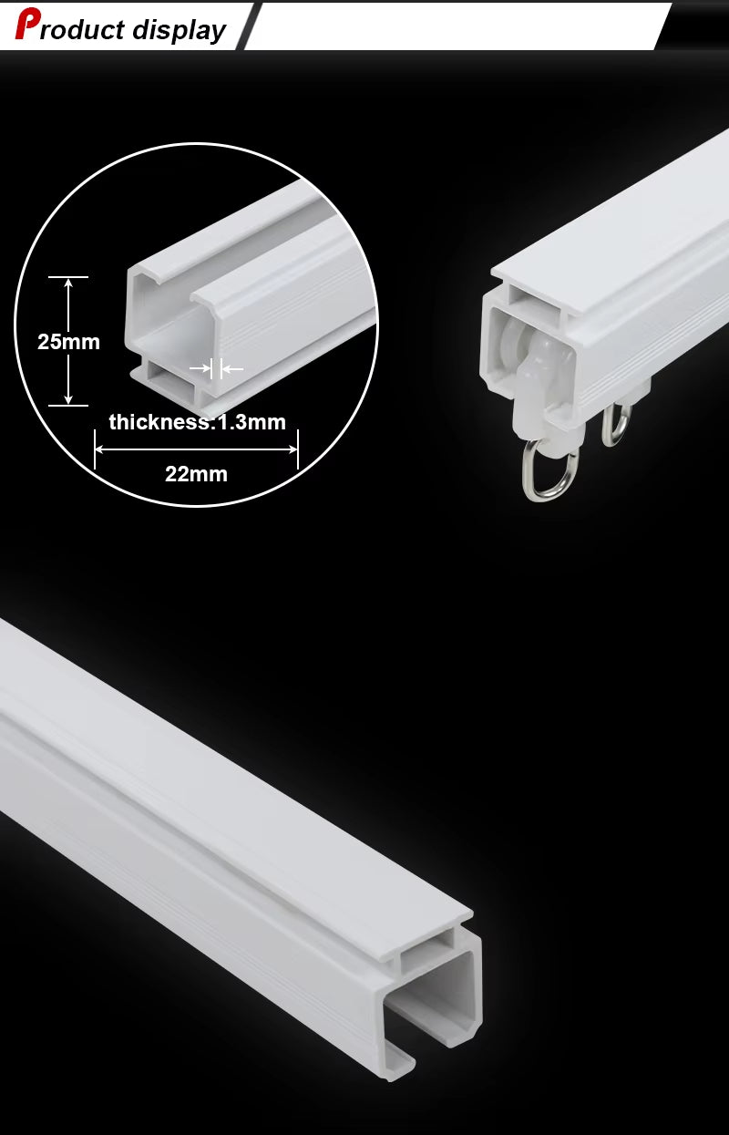 White Ceiling Mount Shower Aluminum Curtain Track with Plastic Sliding Gliders