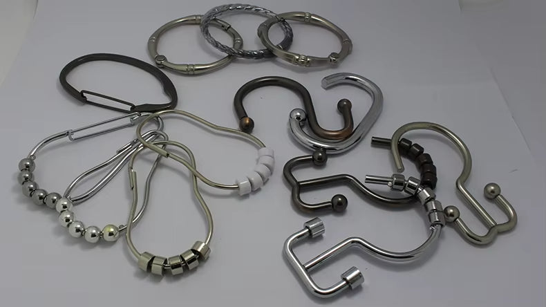 Metal 201 Stainless Steel Rust Resistant Plating Nickel Black Shower Curtain Hooks Rings