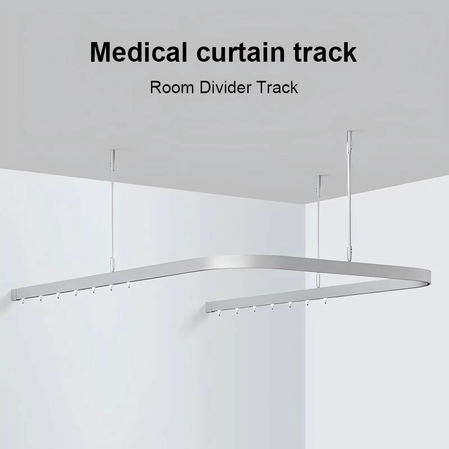 Modern Industrial Style Hospital Curtain Track Smart Curved Aluminium Alloy with Hook Accessories for Home Bathroom