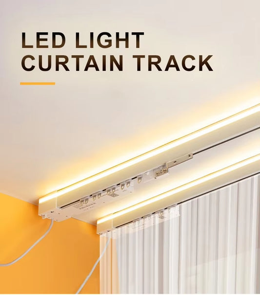 Electric Curtain Rail Track LED Heavy Duty Motorized Curtain Tracks with Remote Control