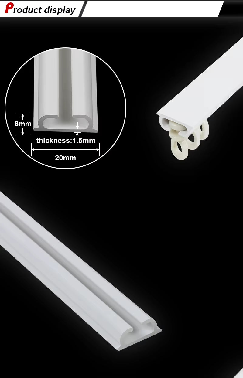 Cortinas Lutron Wall Ceiling Mount Ripple Fold Curtain Track with Full Plastic Gliding Runners PVC Modern Hotels Electrophoresis
