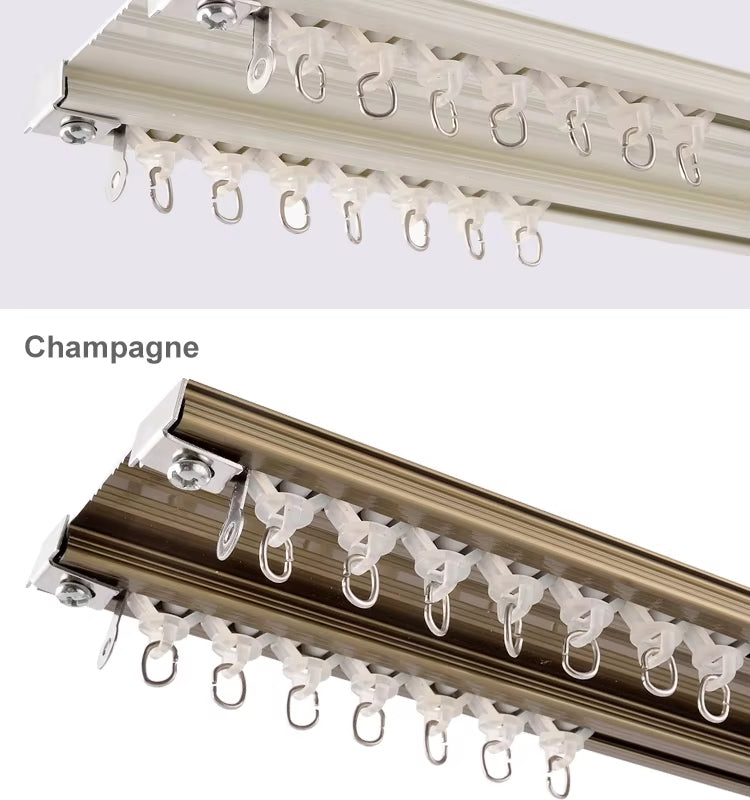 Eco Friendly Ceiling Mounted Curtain Railing Heavy Duty Double Aluminium Alloy Curtain Track Rail