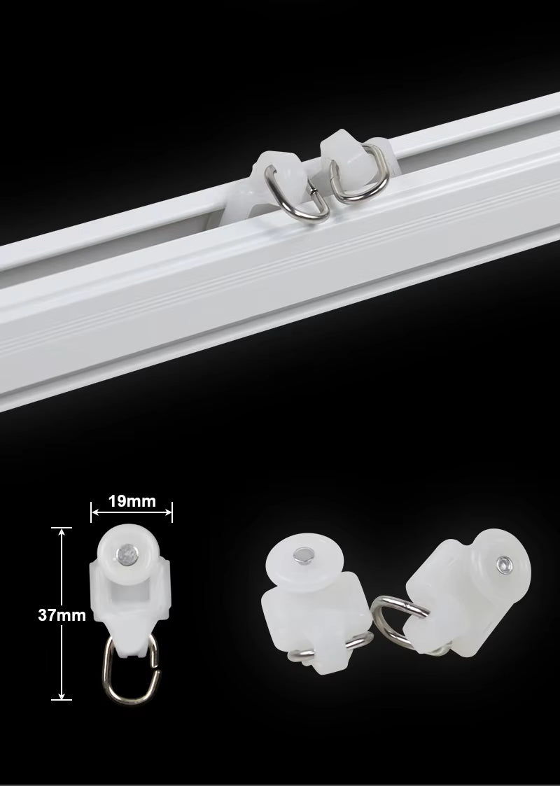 White Ceiling Mount Shower Aluminum Curtain Track with Plastic Sliding Gliders