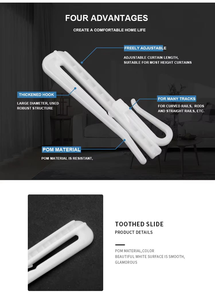 Adjustable Light Weight Plastic Curtain Hook for Hanging Fabrics Curtain