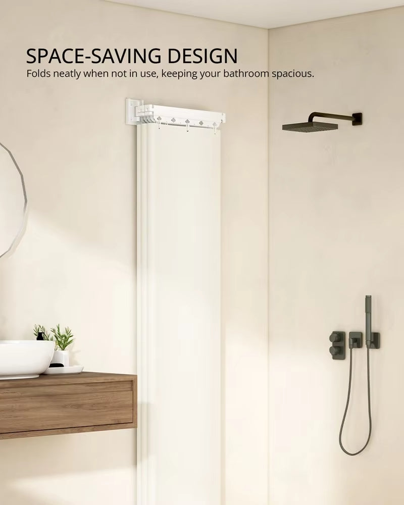 Premium Bathroom Corner Folding Shower Curtain Track Set No Drill Luxury Foldable Shower Curtains