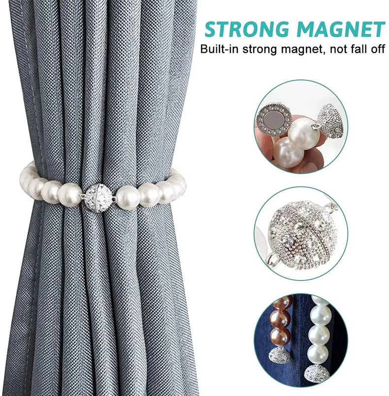 Antique White Decoration Magnetic Pearl Curtain Tie Holder Accessories for Curtains