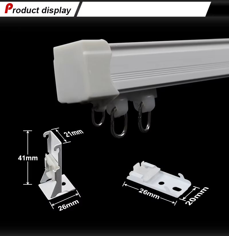 White Ceiling Mount Shower Aluminum Curtain Track with Plastic Sliding Gliders