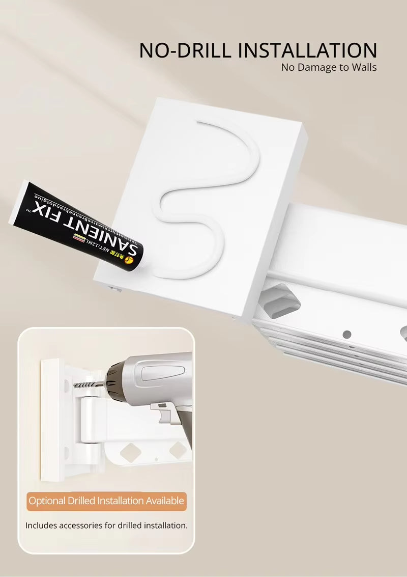 Premium Bathroom Corner Folding Shower Curtain Track Set No Drill Luxury Foldable Shower Curtains