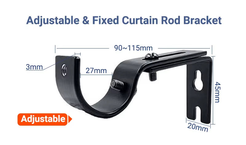 Metal Curtain Rod Bracket Brass Curtain Rod Holder Adjustable Curtain Rod Accessories Bracket Double