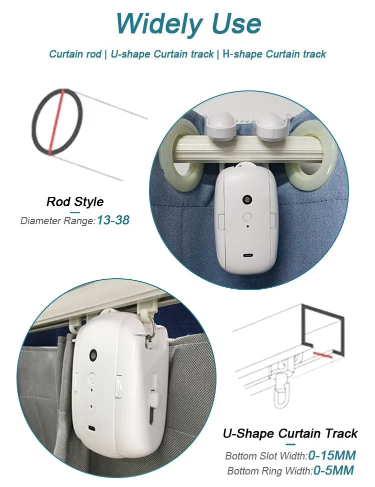 Smart ABS Electronic Curtain Rod Opener Tuya WiFi Automatic Curtain Drivers for Office for Hotels