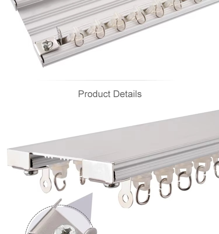 Eco Friendly Ceiling Mounted Curtain Railing Heavy Duty Double Aluminium Alloy Curtain Track Rail