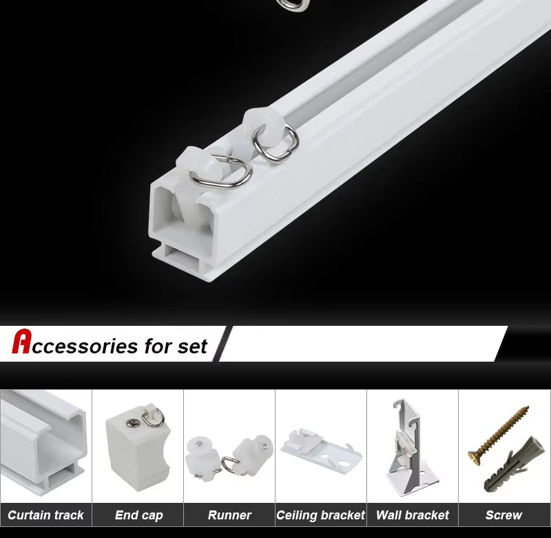 White Ceiling Mount Shower Aluminum Curtain Track with Plastic Sliding Gliders