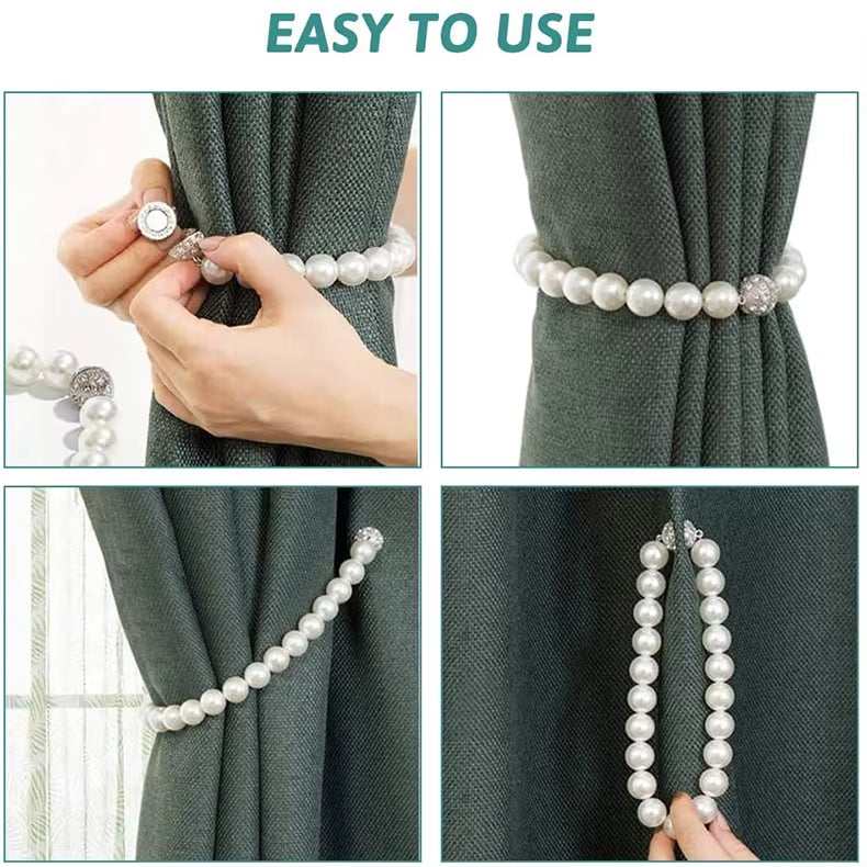 Antique White Decoration Magnetic Pearl Curtain Tie Holder Accessories for Curtains