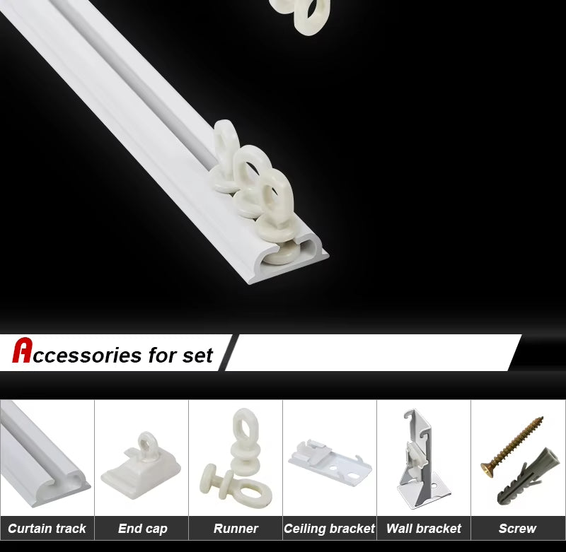 Cortinas Lutron Wall Ceiling Mount Ripple Fold Curtain Track with Full Plastic Gliding Runners PVC Modern Hotels Electrophoresis