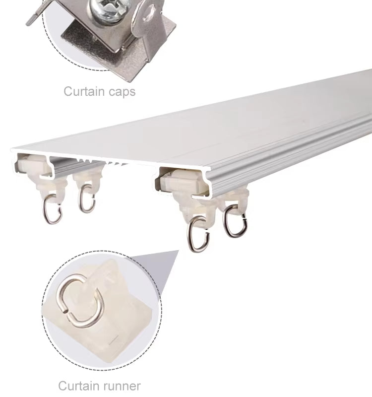 Eco Friendly Ceiling Mounted Curtain Railing Heavy Duty Double Aluminium Alloy Curtain Track Rail