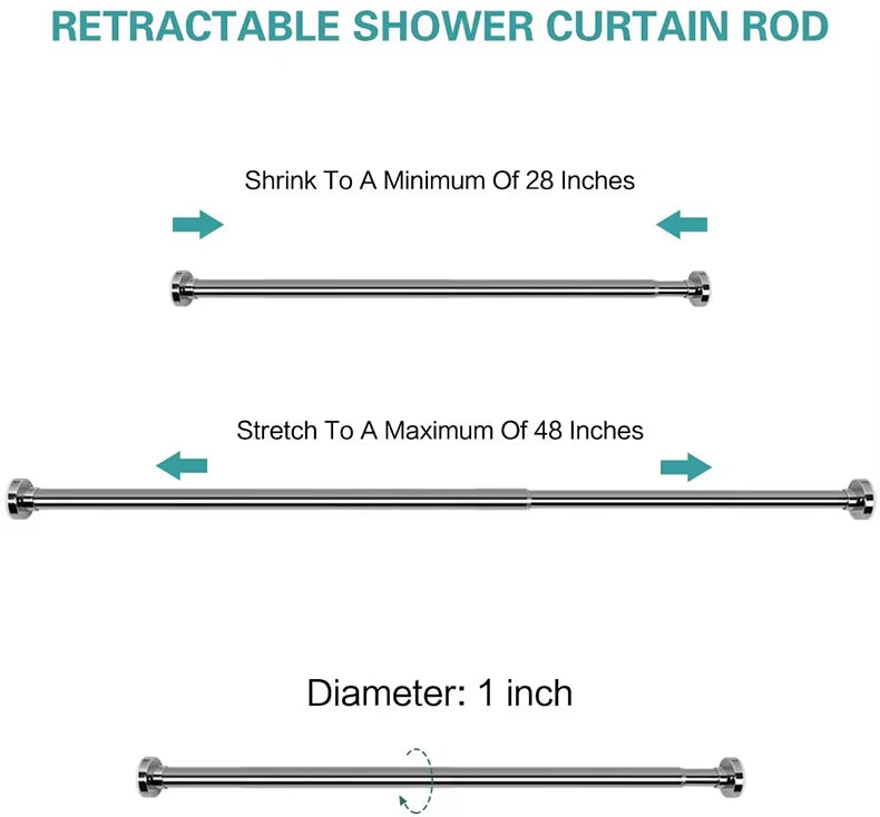 304 Adjustable Tension Rod With Threaded Joints Shower Double Curtain Rods Extendable Curtain Rod
