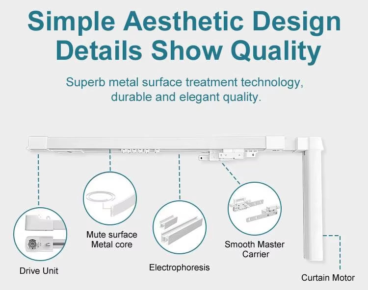 DT82 Electric Curtain Track Length Adjustment Rail Aluminium Remote Control WiFi Curtain Poles for Living Room Model Accessories