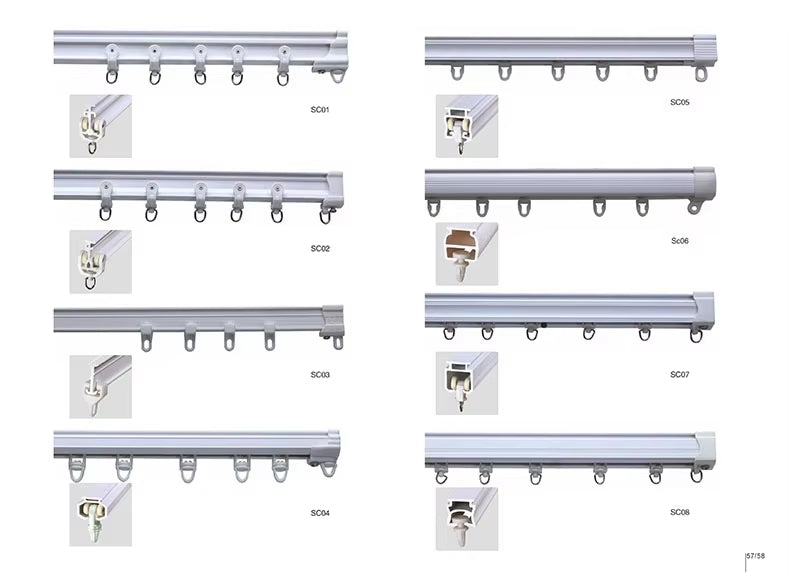 American Heavy Duty Ceiling Mounting Pvc Strip Curtain Rail With Curtain Rail Wheel
